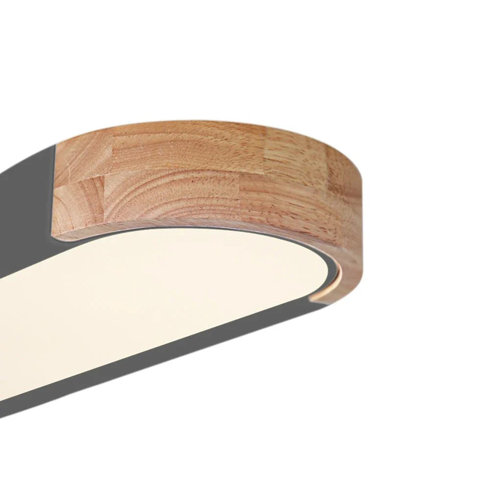 Lennox Modern Oval Wood Accent LED Flush Mount Ceiling Light