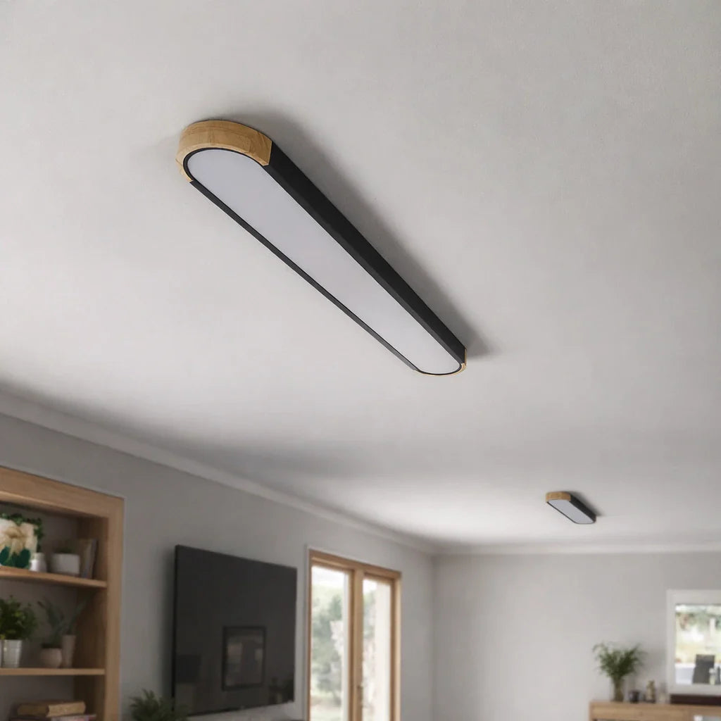 Lennox Modern Oval Wood Accent LED Flush Mount Ceiling Light