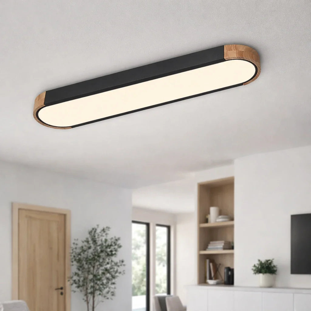 Lennox Modern Oval Wood Accent LED Flush Mount Ceiling Light