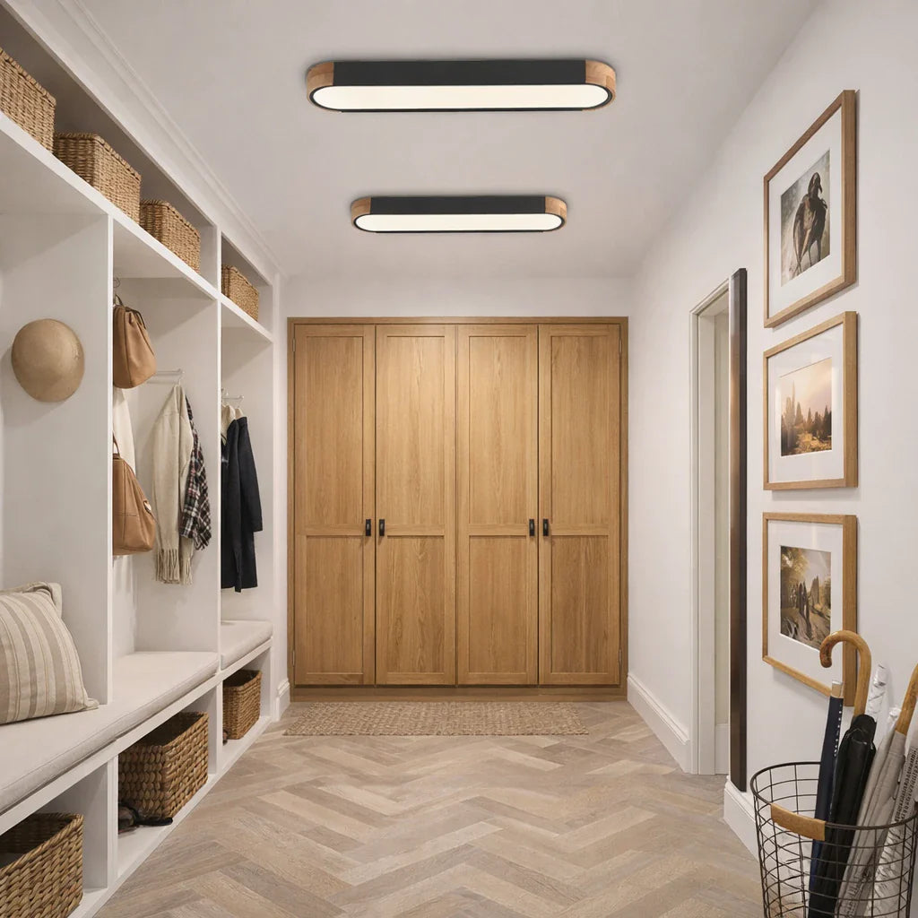 Lennox Modern Oval Wood Accent LED Flush Mount Ceiling Light