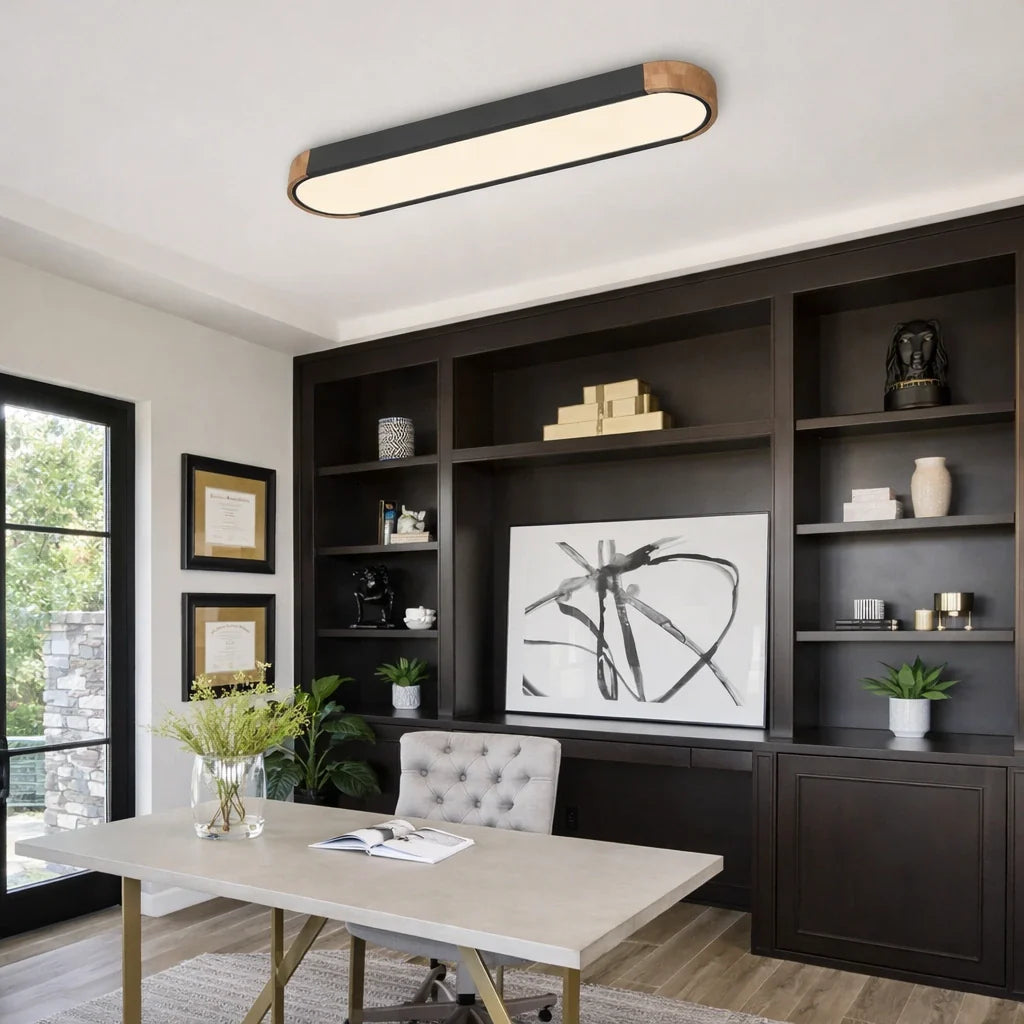 Lennox Modern Oval Wood Accent LED Flush Mount Ceiling Light
