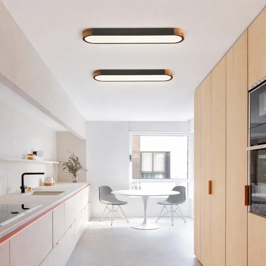 Lennox Modern Oval Wood Accent LED Flush Mount Ceiling Light