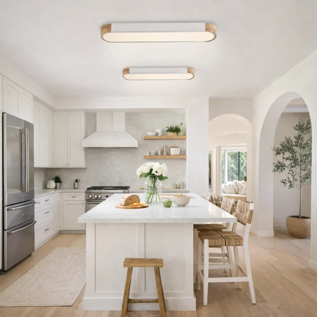 Lennox Modern Oval Wood Accent LED Flush Mount Ceiling Light