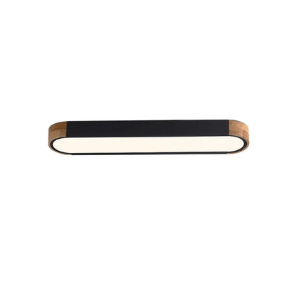 Oval Flush Mount LED Ceiling Light with Wood Accent