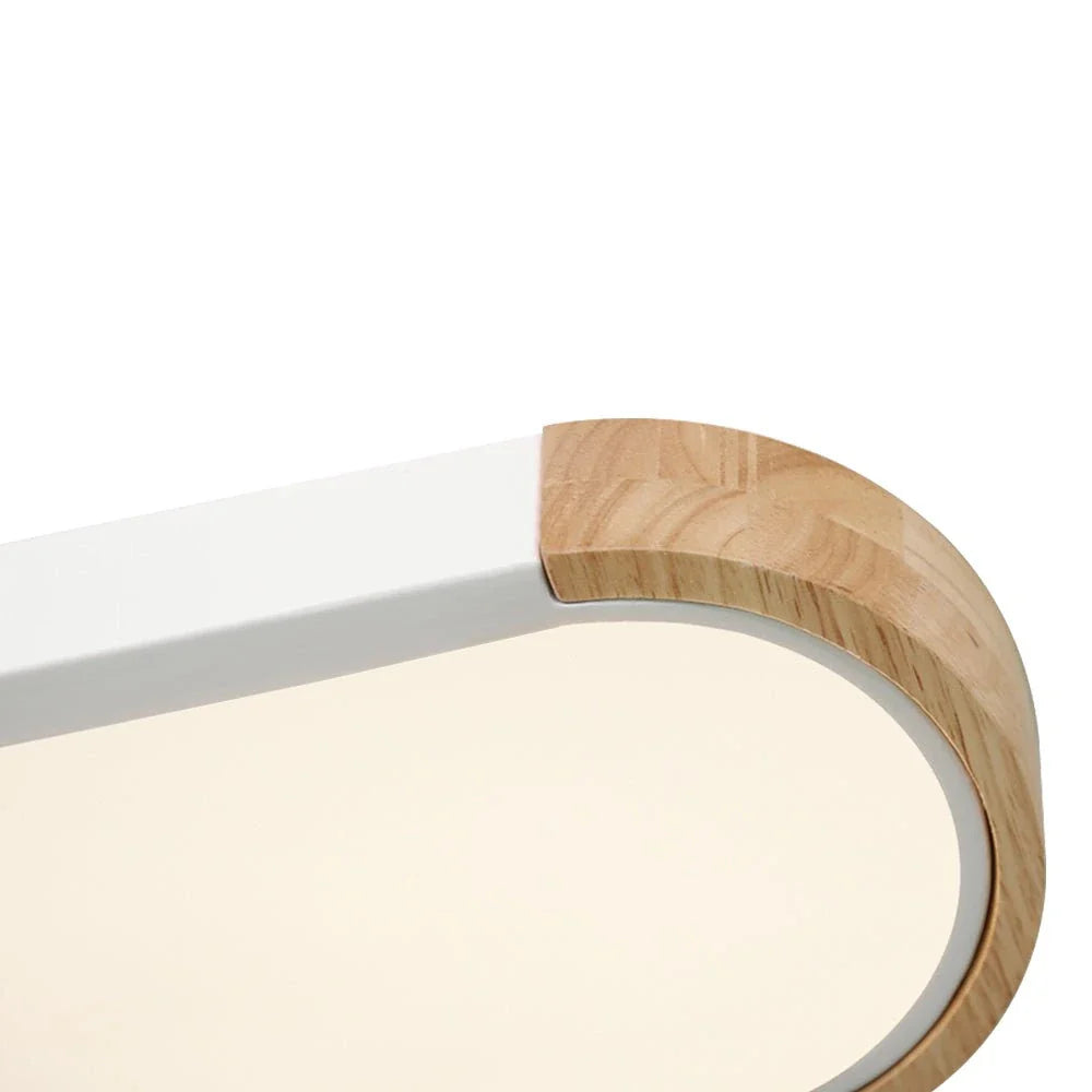 Lennox Modern Oval Wood Accent LED Flush Mount Ceiling Light