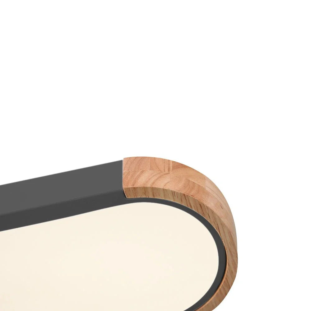Lennox Modern Oval Wood Accent LED Flush Mount Ceiling Light
