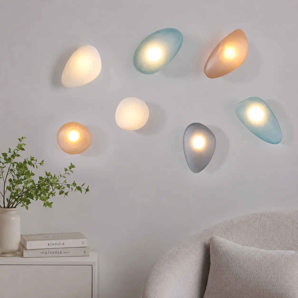 Pebble Glass Wall Light with Soft Ambient Glow