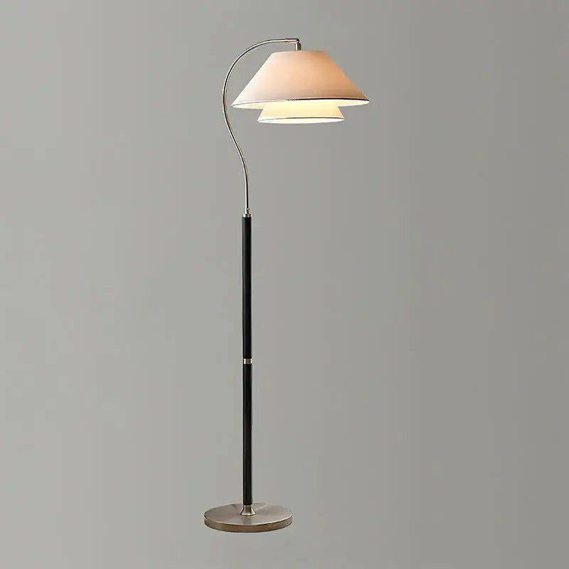 Sven Mid-Century Wood & Fabric Arc Floor Lamp