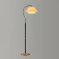Sven Mid-Century Wood & Fabric Arc Floor Lamp