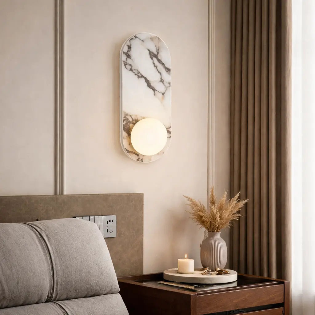Desmond Mid-Century Marble & Glass Globe Wall Sconce