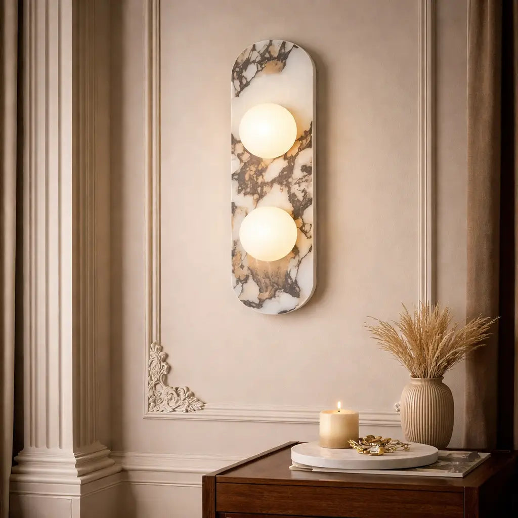 Desmond Mid-Century Marble & Glass Globe Wall Sconce