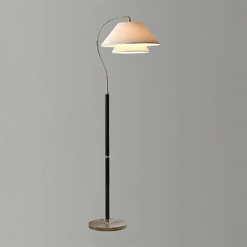 Sven Mid-Century Wood & Fabric Arc Floor Lamp