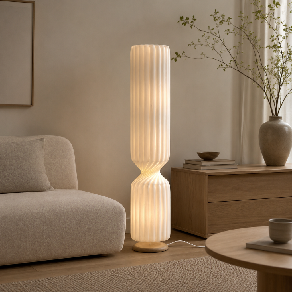 Cleo Modern Pleated Fabric Adjustable Floor Lamp