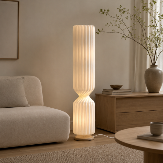 Cleo Modern Pleated Fabric Adjustable Floor Lamp