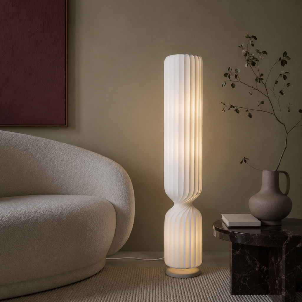 Cleo Modern Pleated Fabric Adjustable Floor Lamp