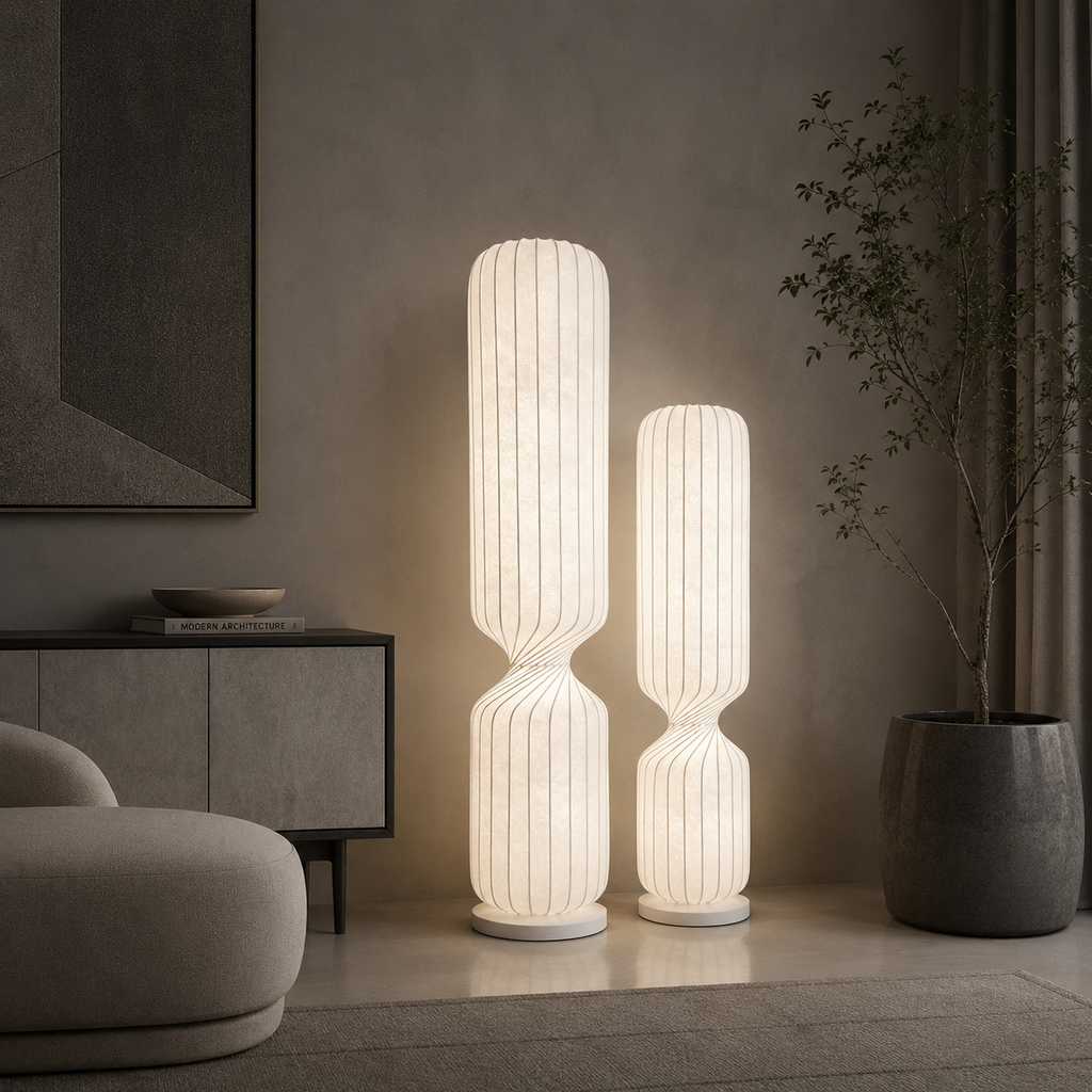 Cleo Modern Pleated Fabric Adjustable Floor Lamp