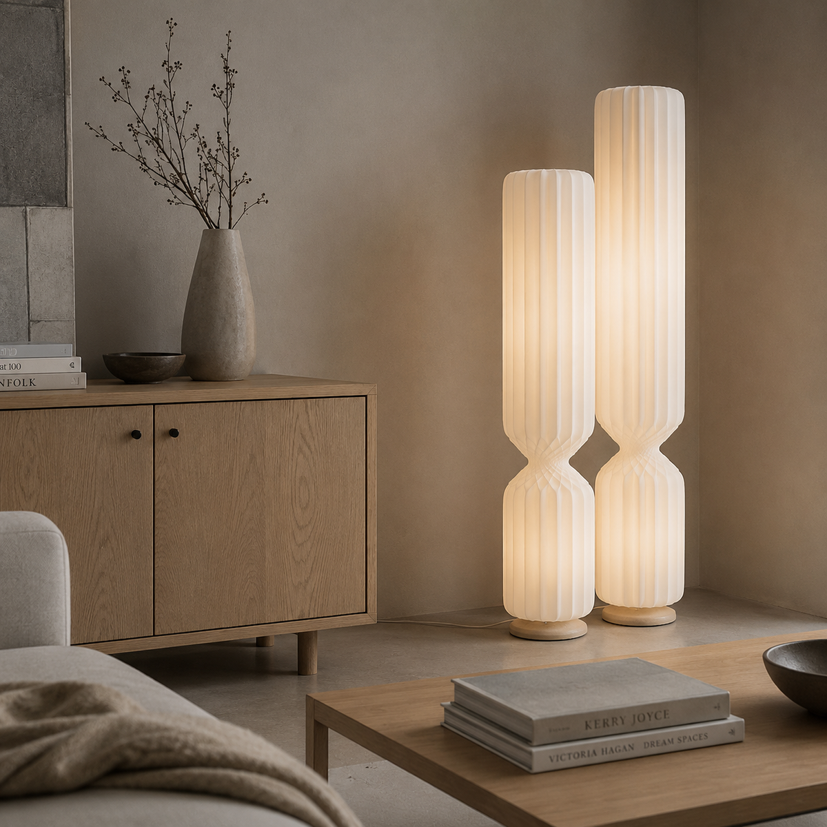 Cleo Modern Pleated Fabric Adjustable Floor Lamp