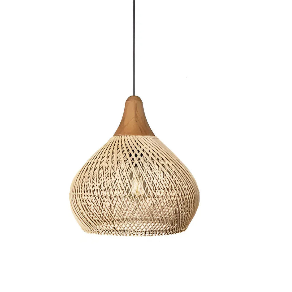 Inez Natural Open-Weave Rattan Pendant Light