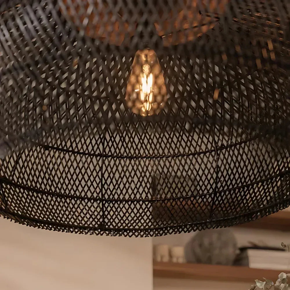 Inez Natural Open-Weave Rattan Pendant Light