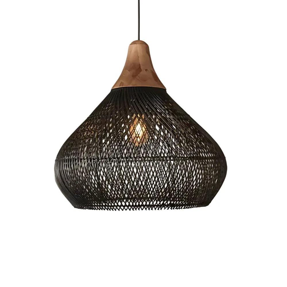 Inez Natural Open-Weave Rattan Pendant Light