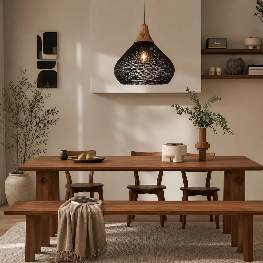 Inez Natural Open-Weave Rattan Pendant Light