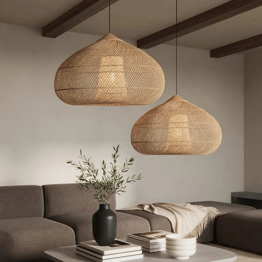 Rattan Pendant Light with Woven Shade Design