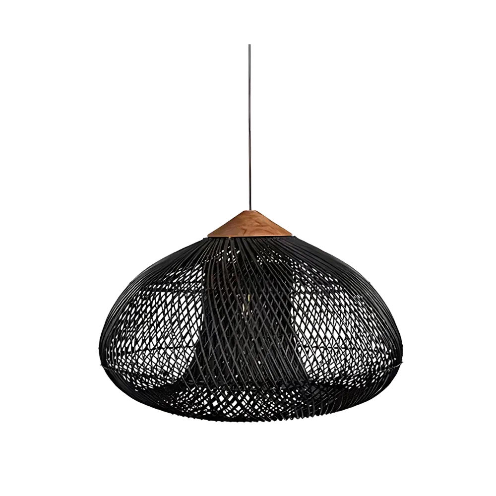Dahlia Natural Woven Rattan Pendant Light
