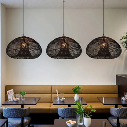 Rattan Pendant Light with Woven Shade Design