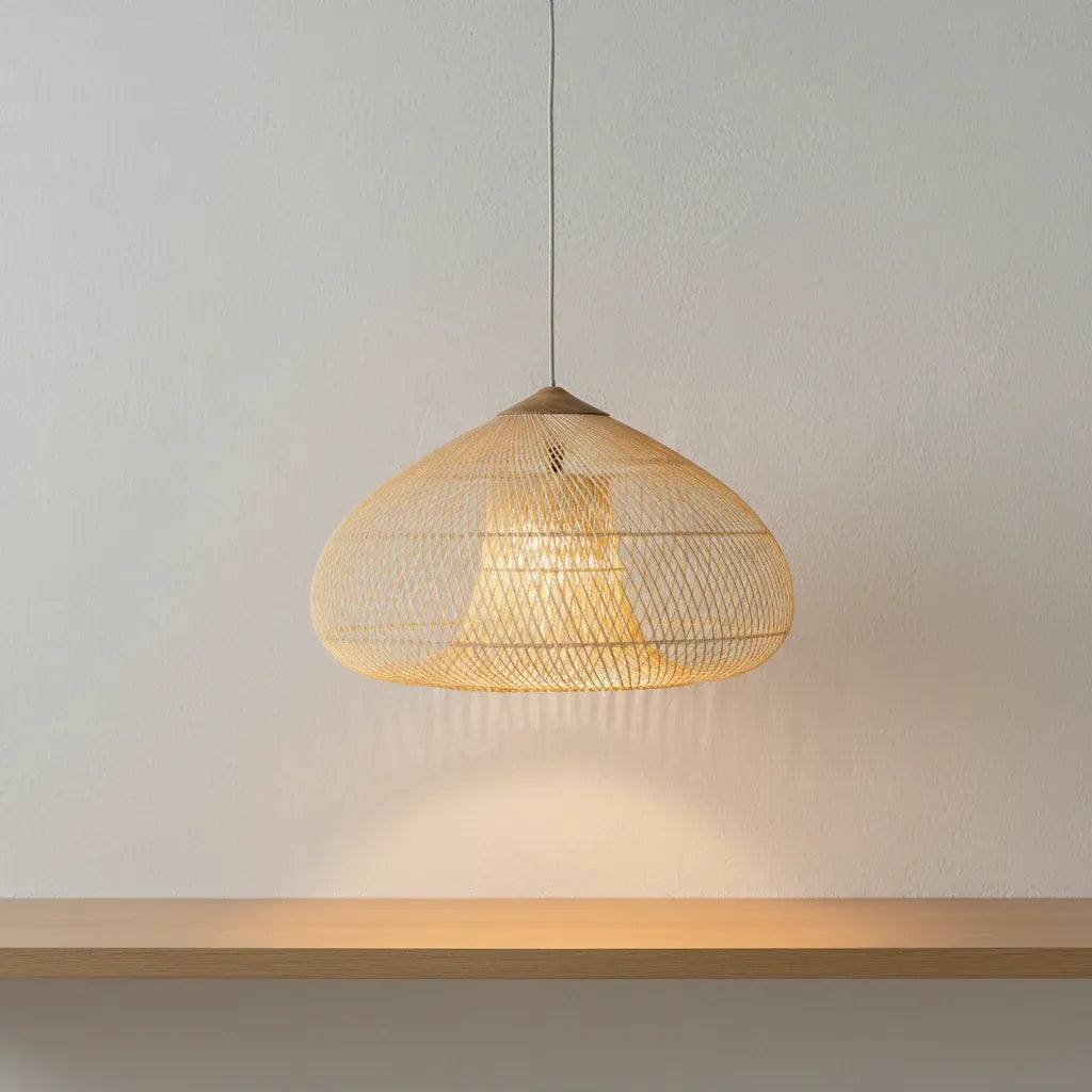 Dahlia Natural Woven Rattan Pendant Light