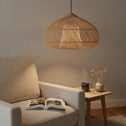 Rattan Pendant Light with Woven Shade Design