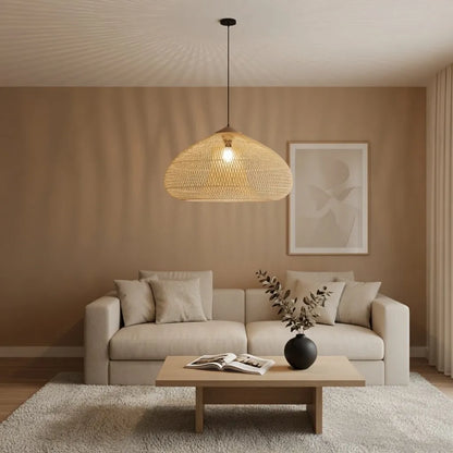 Rattan Pendant Light with Woven Shade Design