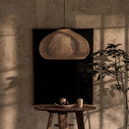 Rattan Pendant Light with Woven Shade Design