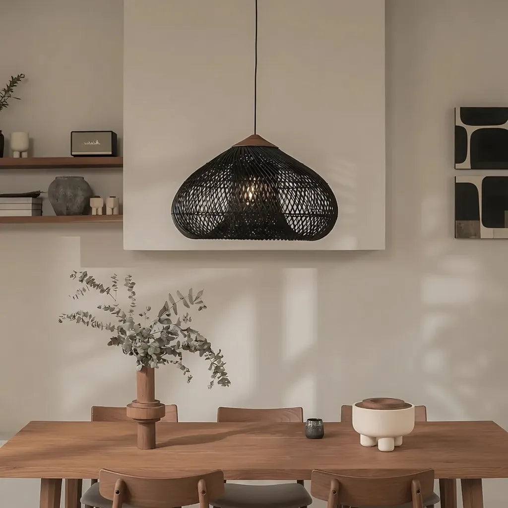 Dahlia Natural Woven Rattan Pendant Light