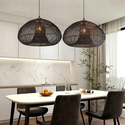 Rattan Pendant Light with Woven Shade Design