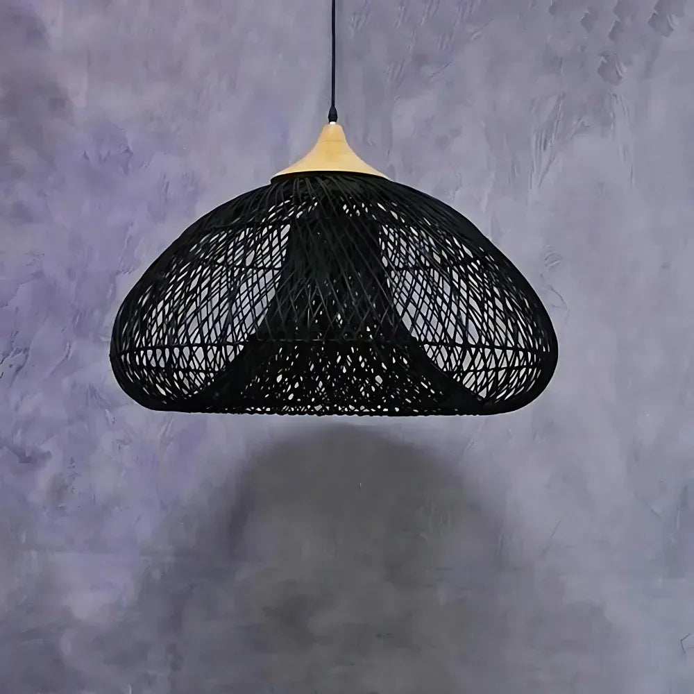Dahlia Natural Woven Rattan Pendant Light