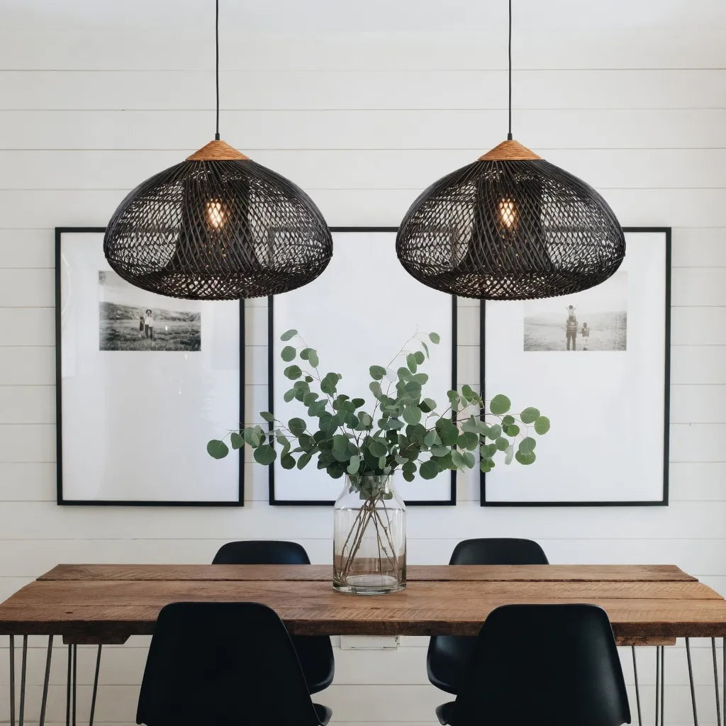 Dahlia Natural Woven Rattan Pendant Light