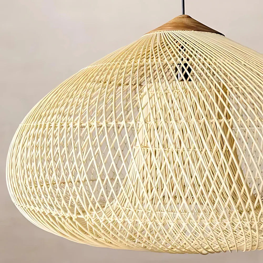 Dahlia Natural Woven Rattan Pendant Light