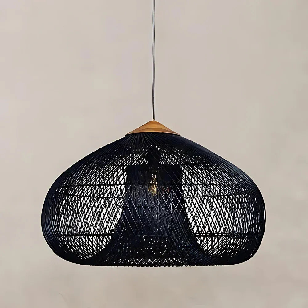Dahlia Natural Woven Rattan Pendant Light