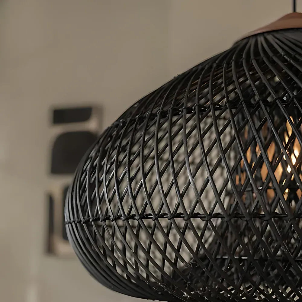 Dahlia Natural Woven Rattan Pendant Light