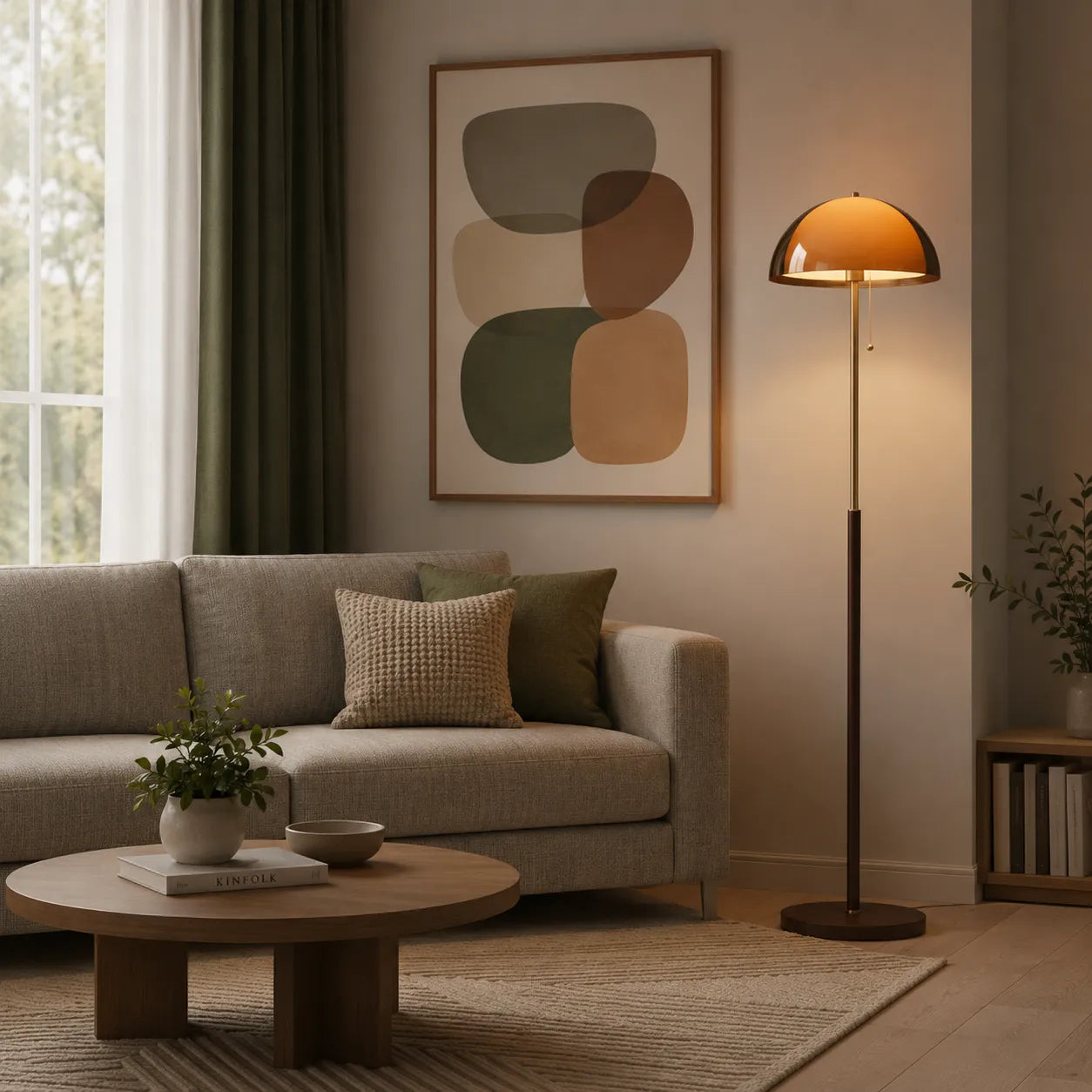 Retro Amber Acrylic Dome Floor Lamp