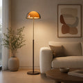 Emil Mid-Century Amber Acrylic Dome Floor Lamp