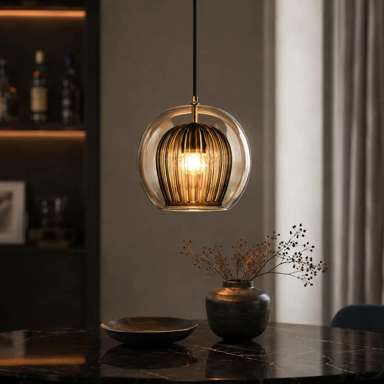 Avala Retro Glass Globe Pendant Light