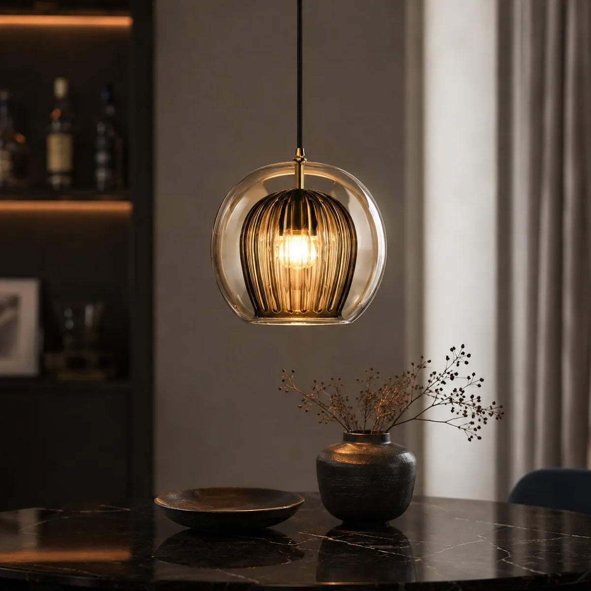 Avala Retro Glass Globe Pendant Light