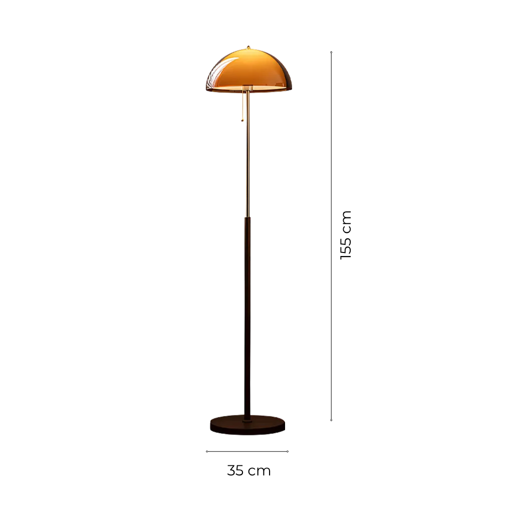 Retro Amber Acrylic Dome Floor Lamp