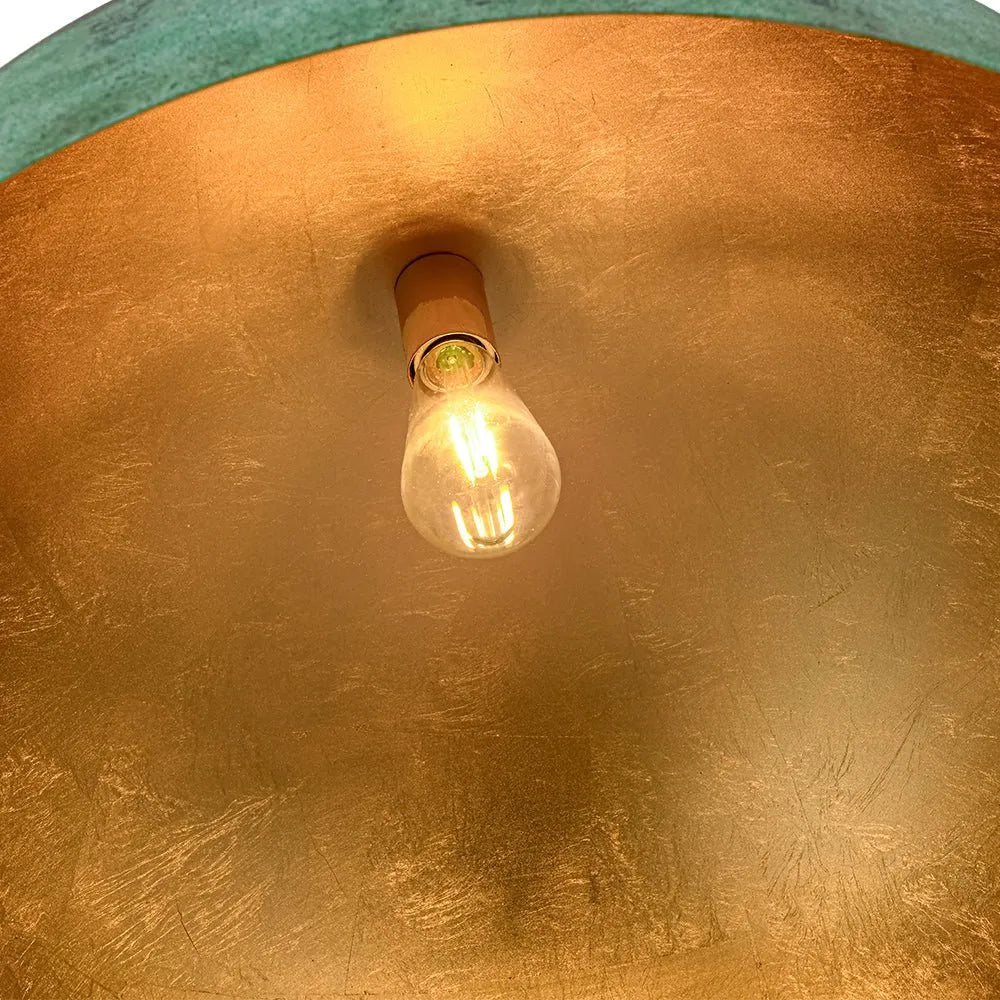 Perla Farmhouse Copper & Green Dome Pendant Light