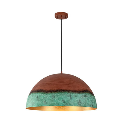Rustic Dome Pendant Light with Copper Patina Finish
