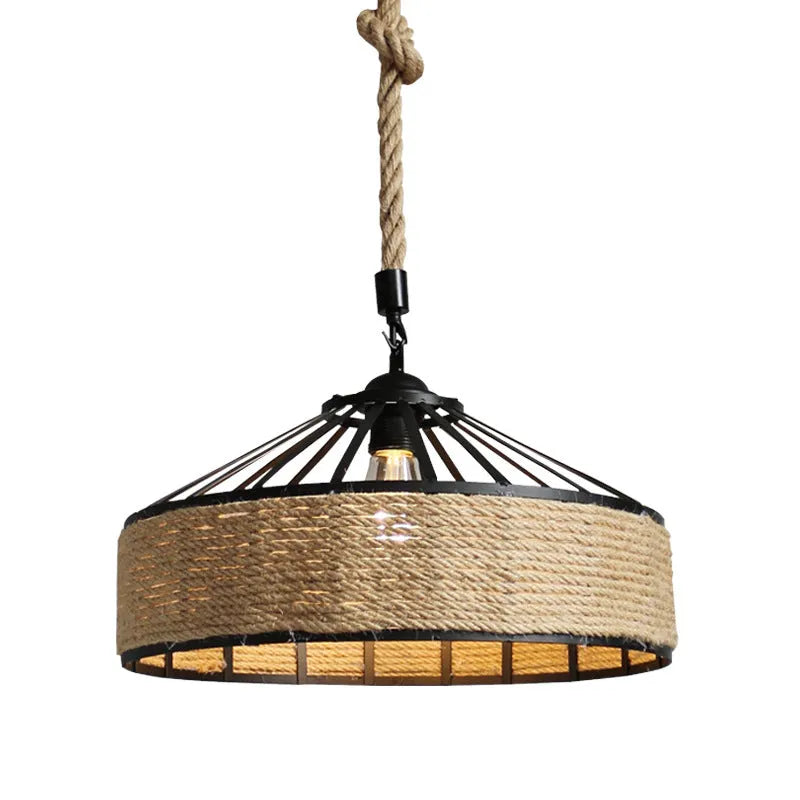 Avaria Rustic Hemp Rope & Iron Pendant Light