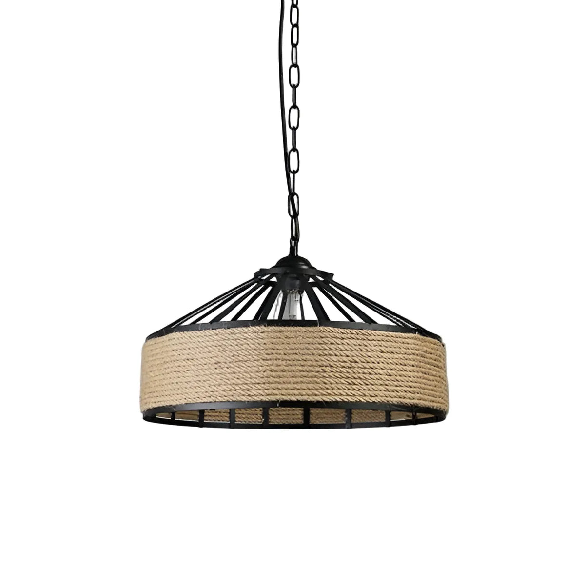 Avaria Rustic Hemp Rope & Iron Pendant Light