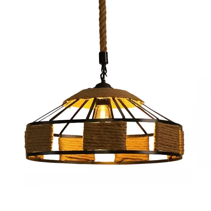 Avaria Rustic Hemp Rope & Iron Pendant Light