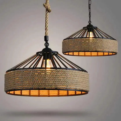 Avaria Rustic Hemp Rope Iron Pendant Light